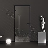 Moderne Tür mit stilvollem Design in einem eleganten Raum, kombiniert mit Kunst und Licht | © Sperrholz Wölbert.