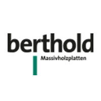 Logo von Berthold mit Fokus auf Massivholzplatten und Zubehör für Türen und Böden. | © Wölbert
