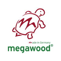 Logo von Megawood, spezialisiert auf Sperrholz und Massivholz für Türen, Böden und Zubehör. | © Wölbert